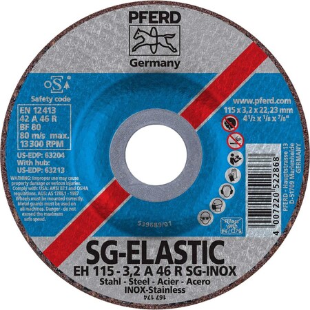 Pferd 4-1/2x1/8x7/8 C/O A46R-SG-INOX T27 63204